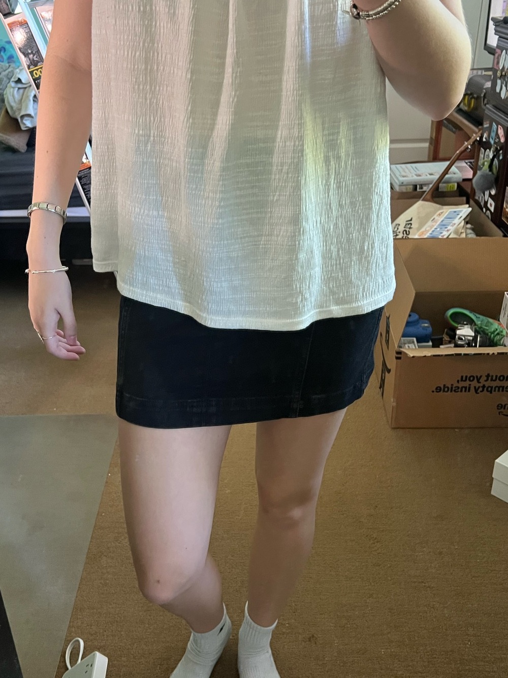Black denim skirt